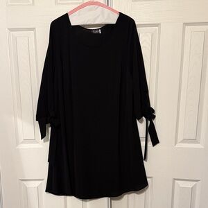 Elegant Black Midi Dress with Tie Sleeves